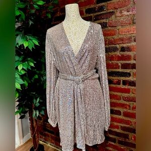 Sequin wrap dress.